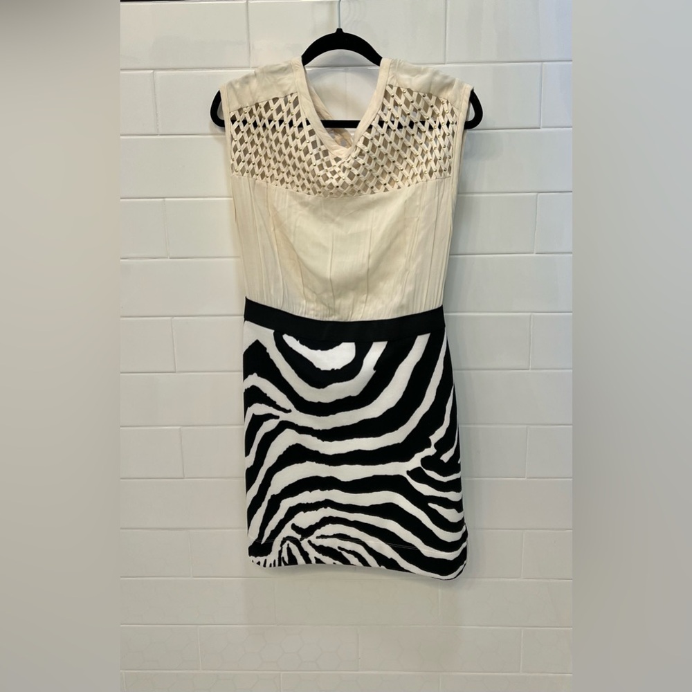 Free People Cream and Black Zebra Mini Dress